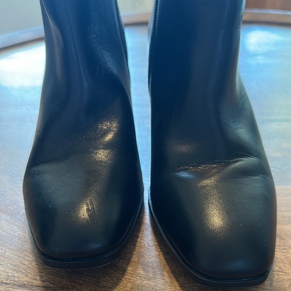 Franco Sarto Womens Ilaria Black Leather Square Toe Ankle Boots - Picture 6 of 9